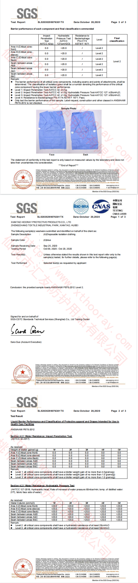 ANSI-AAMI PB70-2012 Level 2 SGS